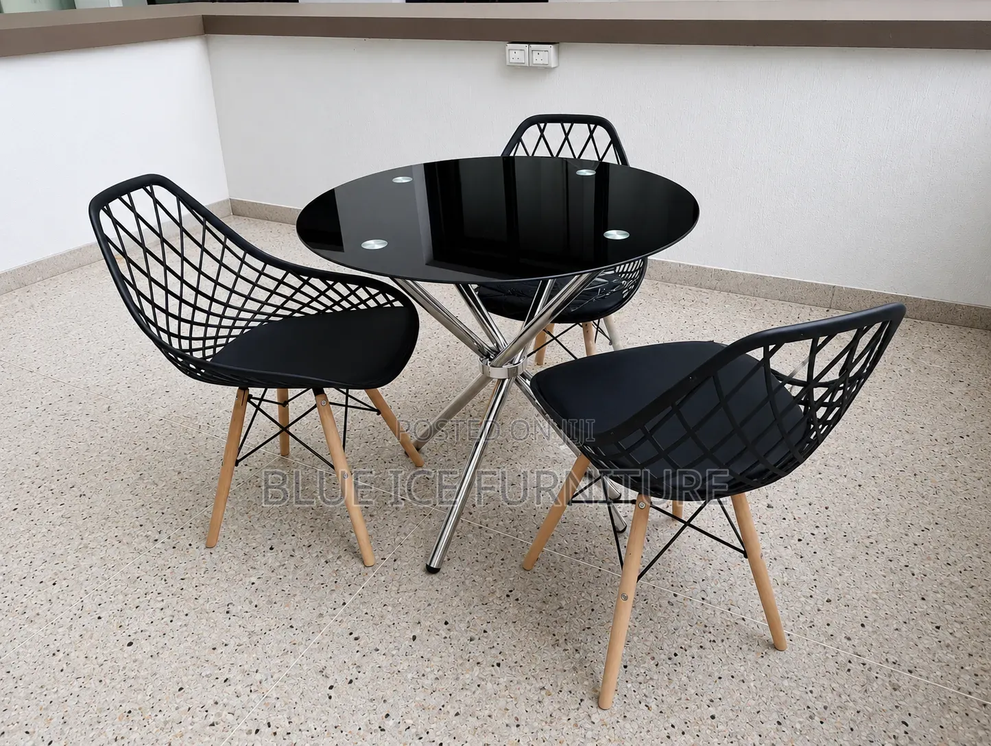 Black Coffee Table With Black Eames Chair