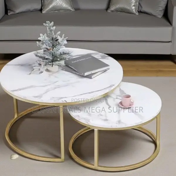 Marble Nesting Coffee Table Set With Smooth Easy Clean Surface