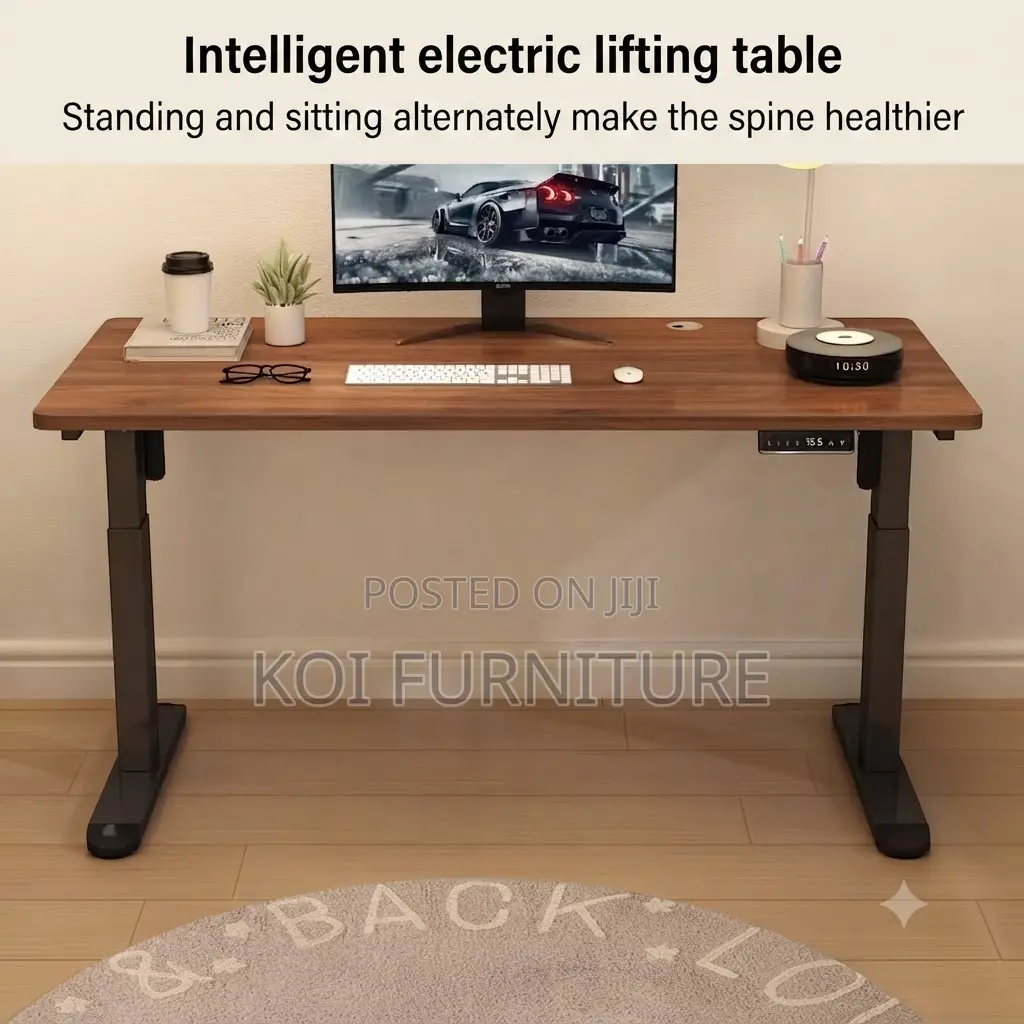 Office Desk; 1.4 Meters Black-Colored Adjustable Electric Office Desk