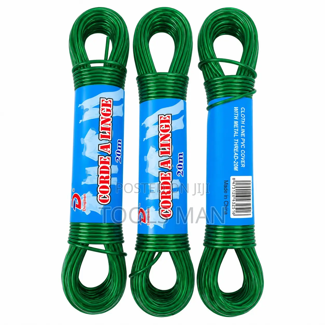 (3pcs) 20M PVC Coated Heavy Duty Steel Thread Clothesline Wire Rope