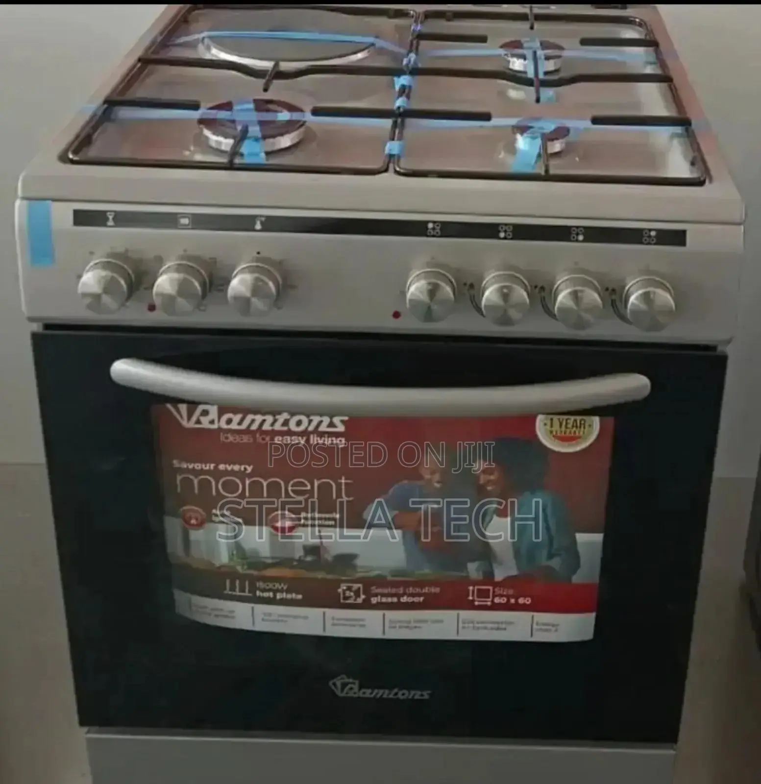 50*55 Ramtons 3g+1e Silver Standing Cooker- Rc/906