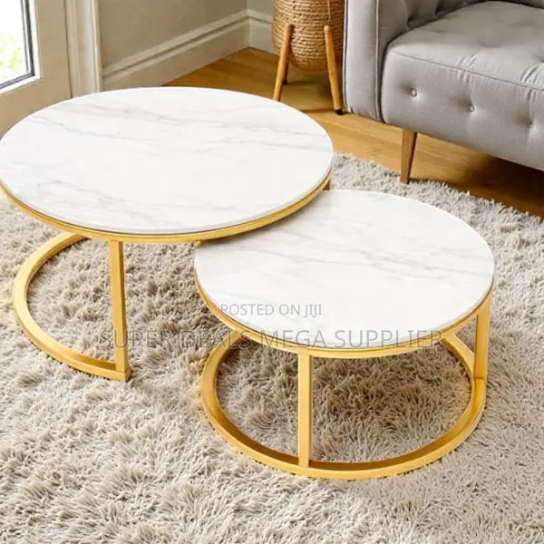 Marble Nesting Coffee Table Set With Scratch Resistant Surface
