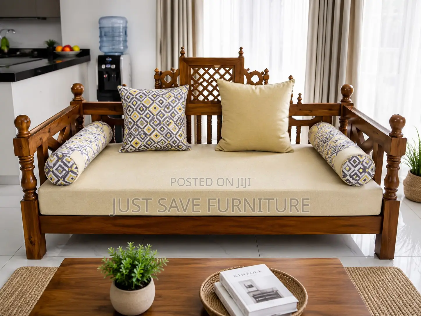 Heritage Wooden 3-Seater Sofa
