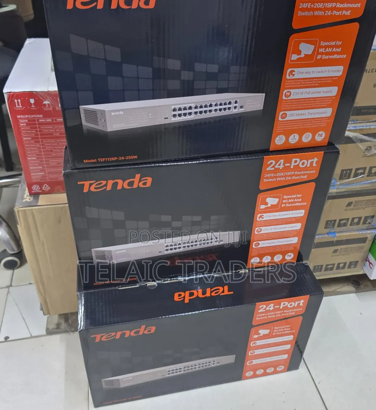Tenda 24 Port 24fe+2ge/1sfp Rackmount Switch With 24 Port Poe