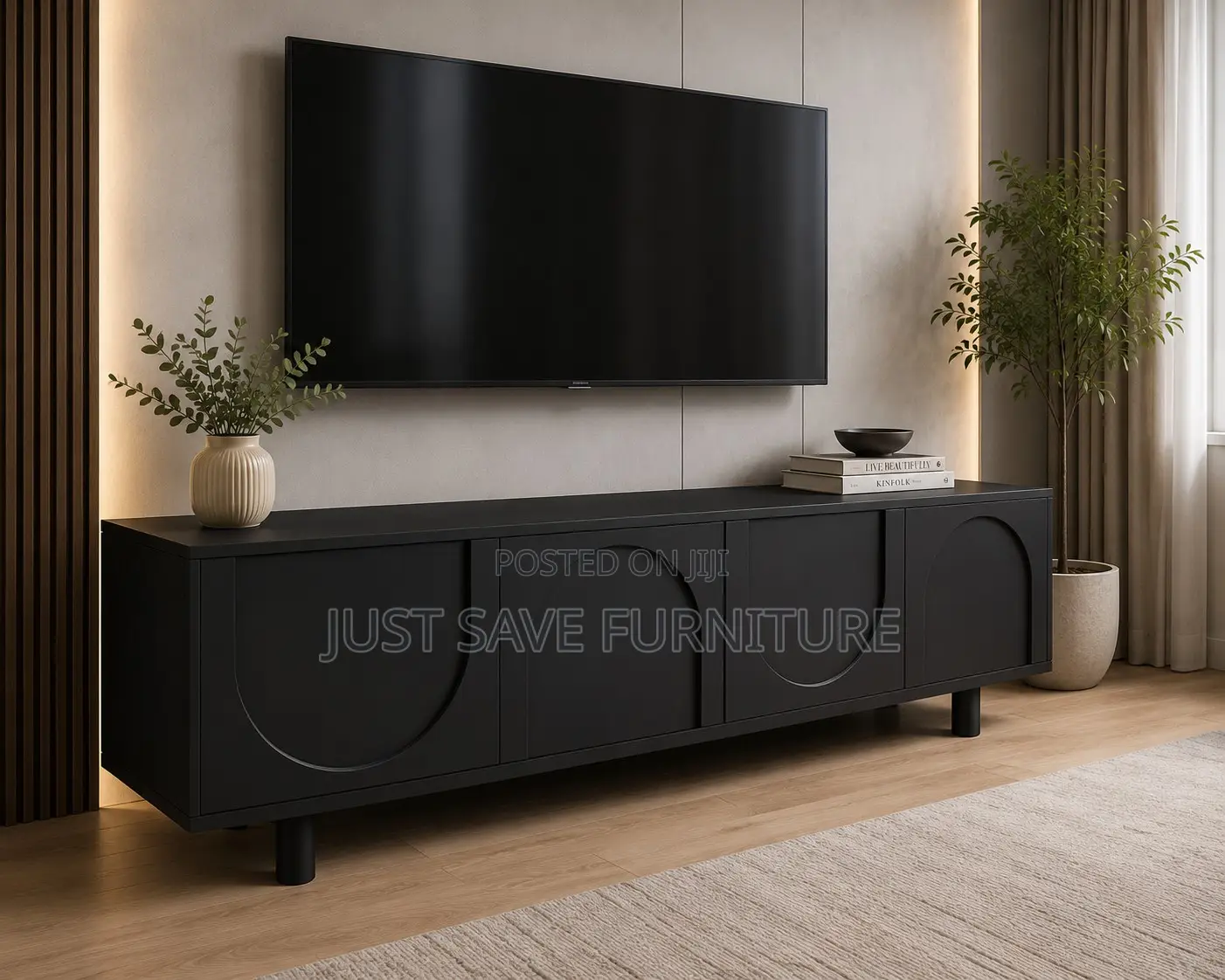 Modern Black TV Stand Cabinet