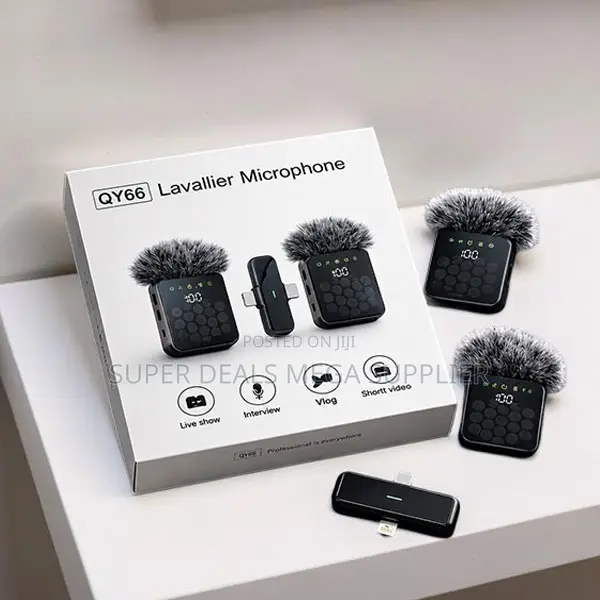 30-Foot Wireless Range 3 in 1 Dual Mics Wireless Lavalier Microphone