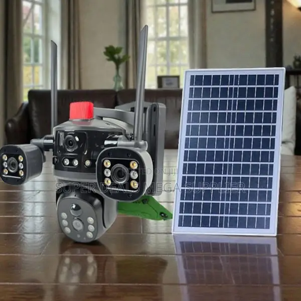V380 Pro 20MP 4G PTZ Rotating Triple Lens Solar Camera Dual Light