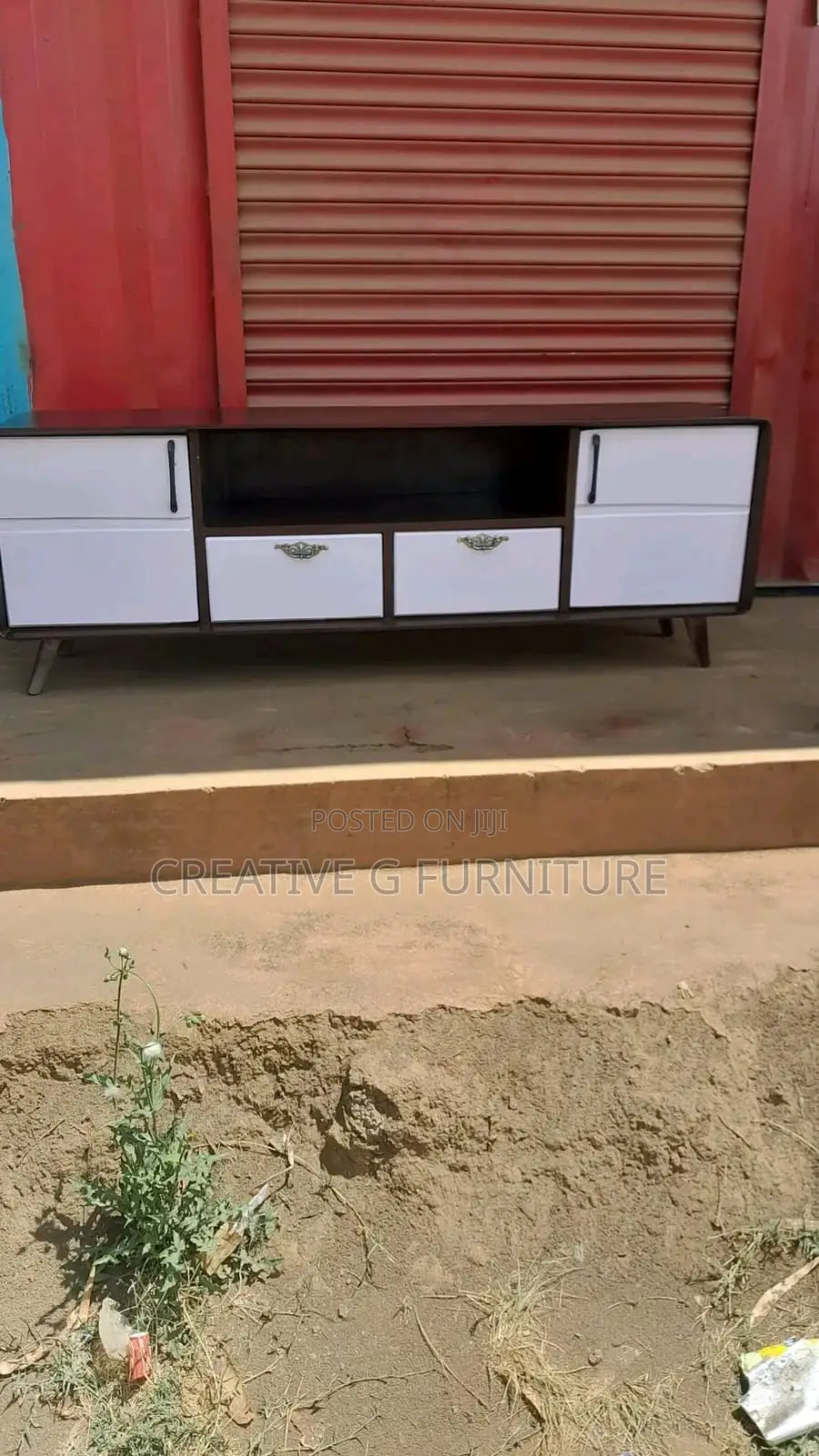 Modern Wooden TV Stand – Black White Finish