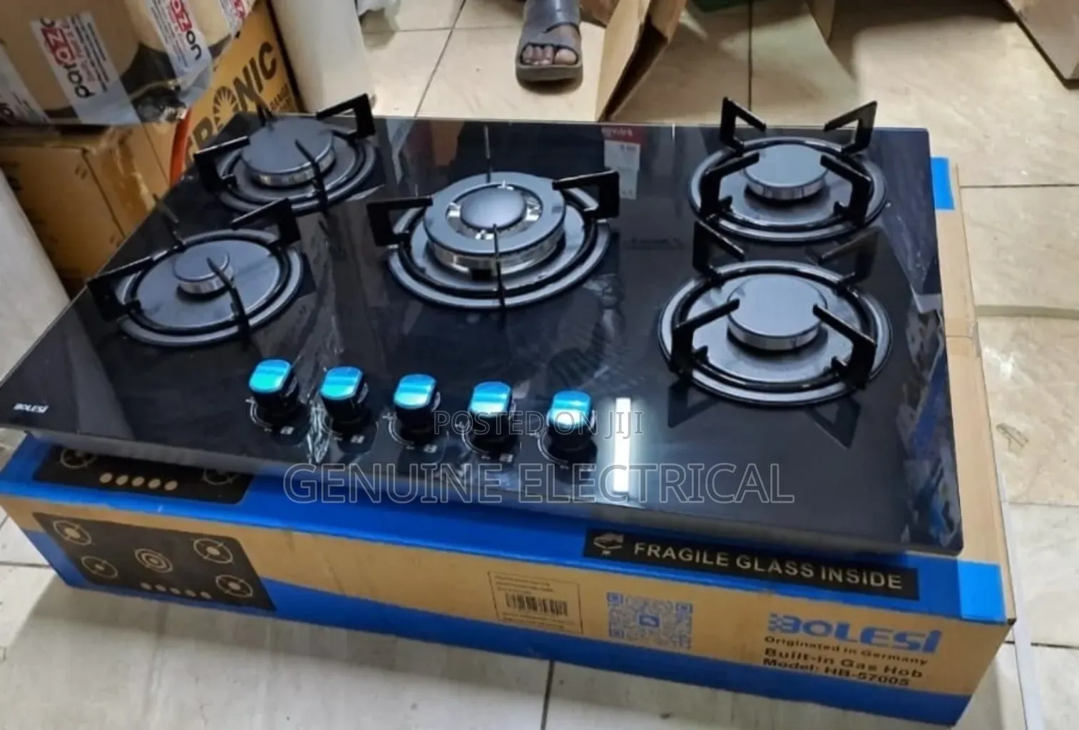 Bolesi Inbuilt 5 Burner Full Gas Tampared Glass Cooker (Inbuilt)5burn