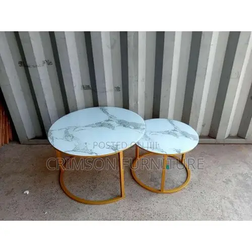 Glass Marble-Effect Nesting Coffee Table