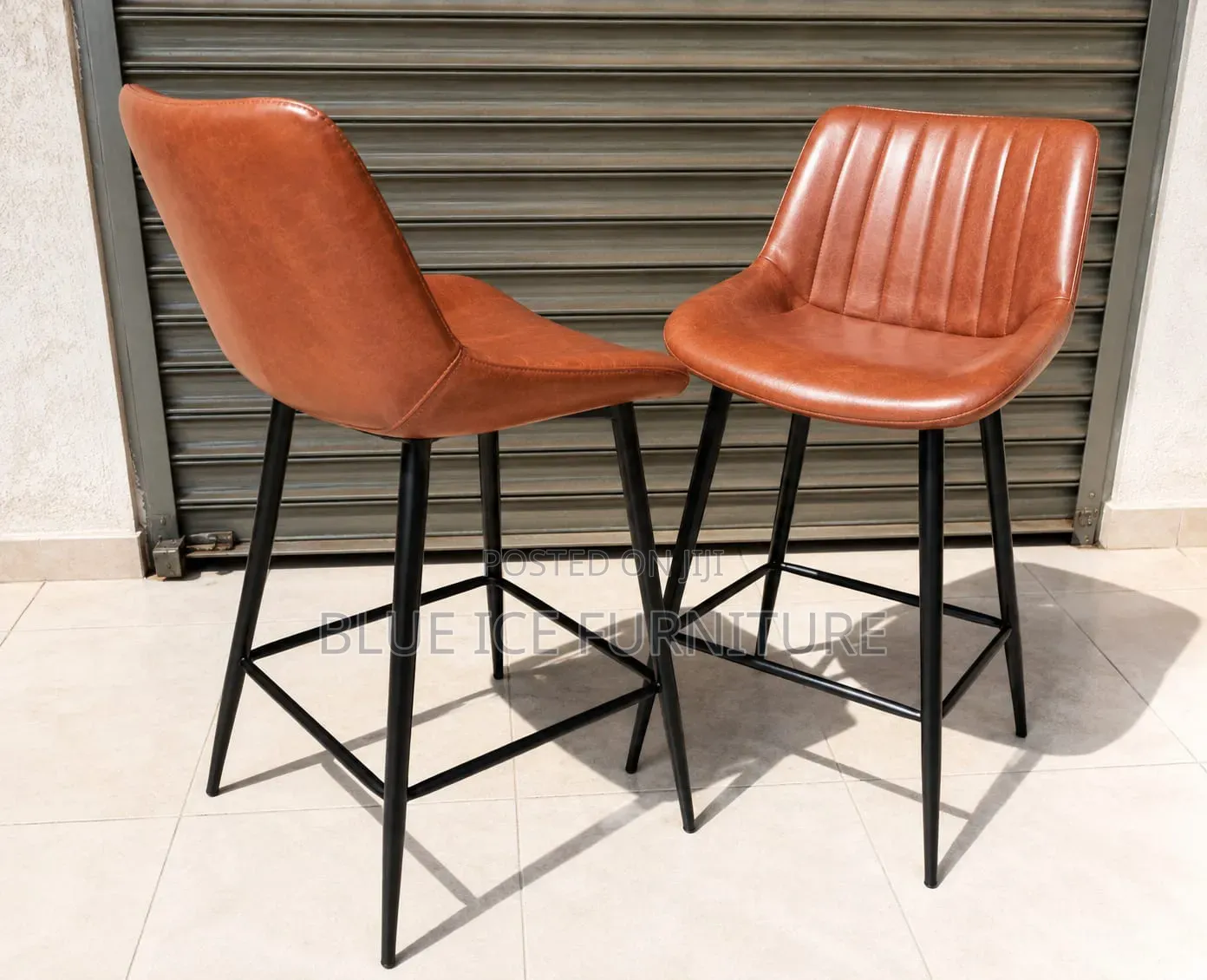 Modern PU Leather Stool- Brown Leather