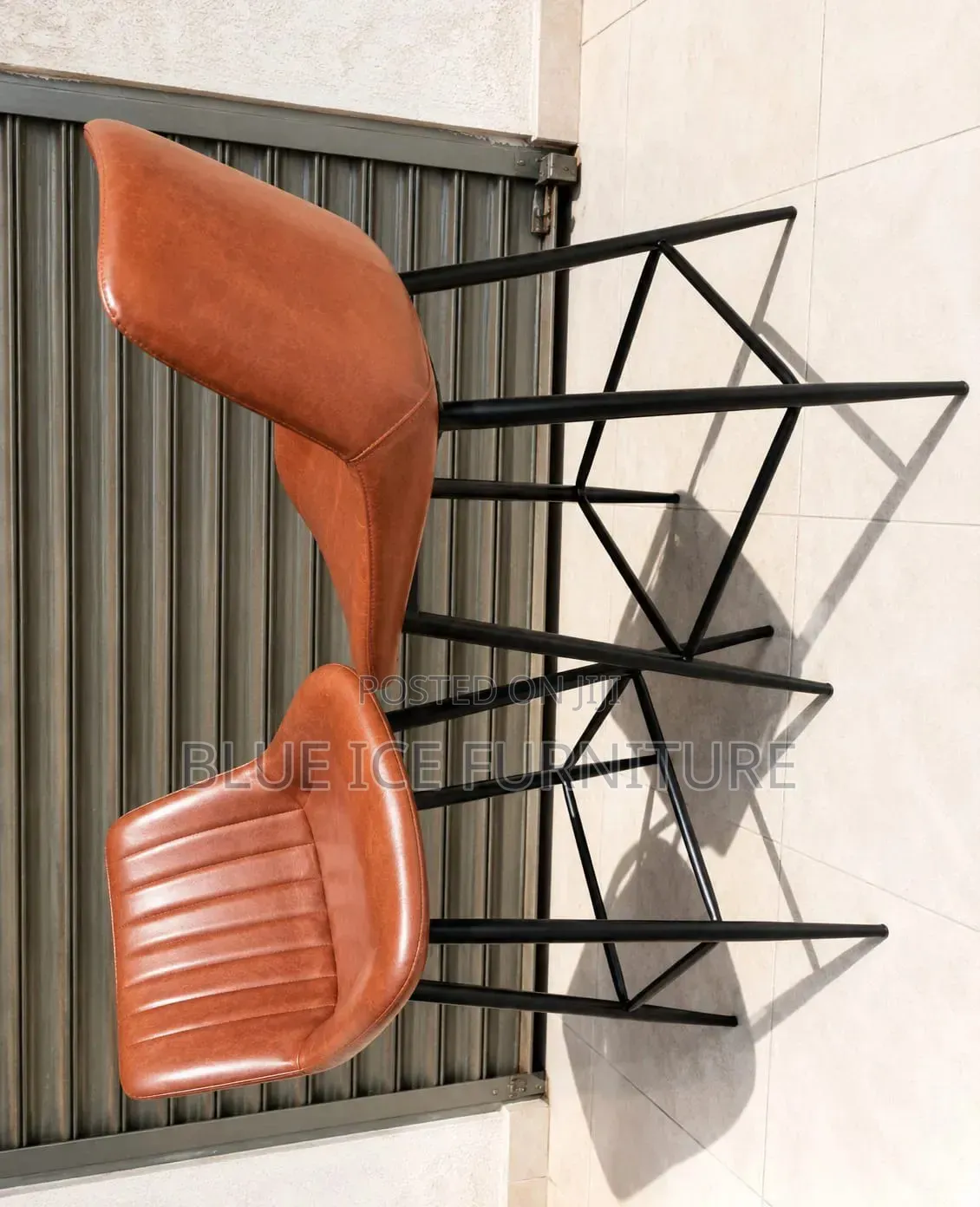 Modern PU Leather Stool- Brown Leather