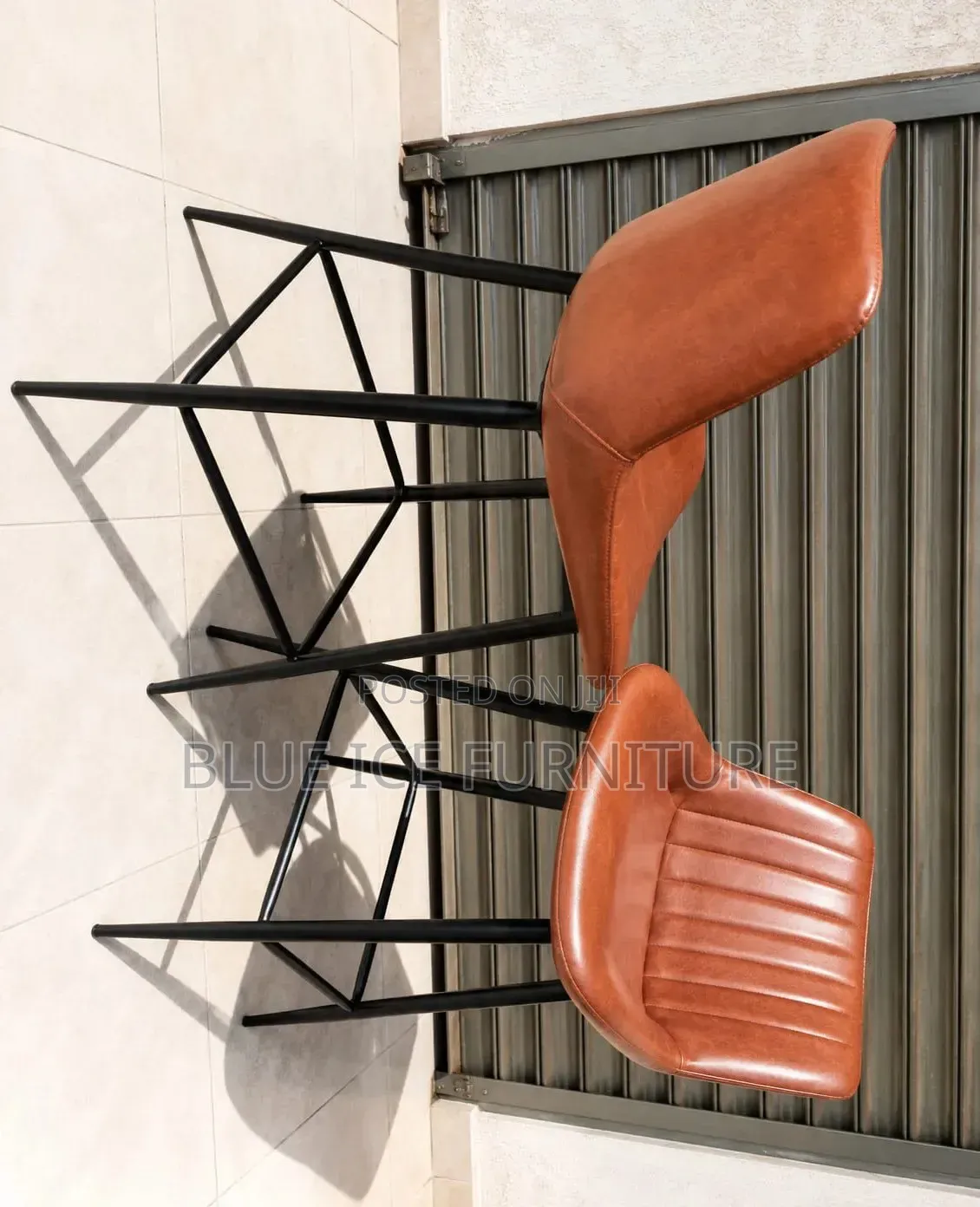 Modern PU Leather Stool- Brown Leather