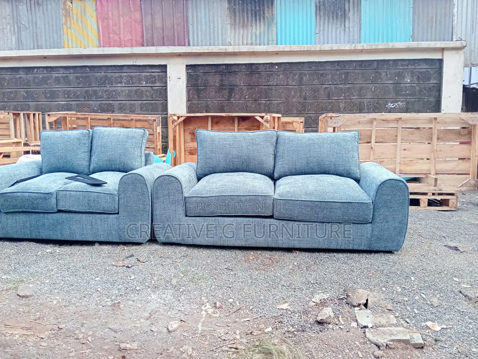 5-Seater Sofa Set – Grey High-Density Cushions