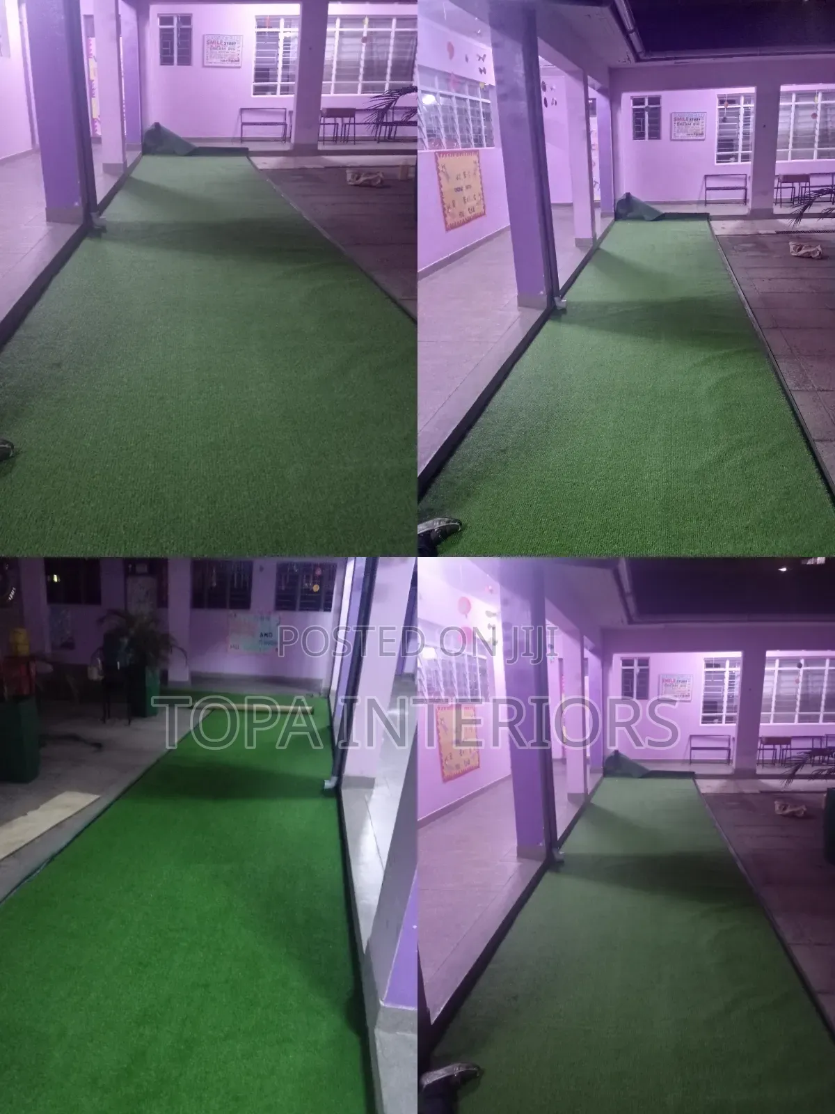 School Corridor Artificial Turf Grass Carpets Installation