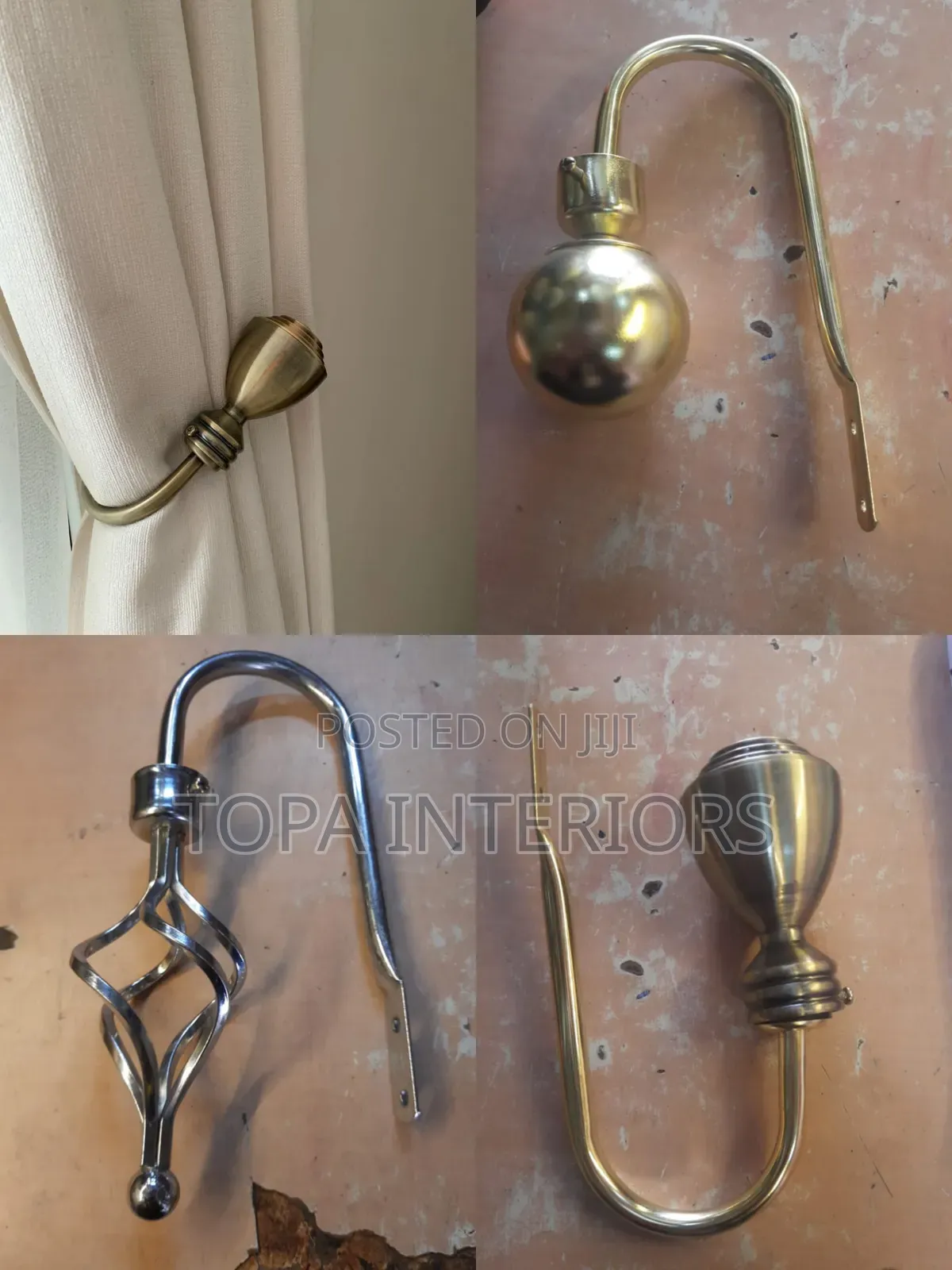 Wall Bracket Metallic Curtain Holders/Tiebacks