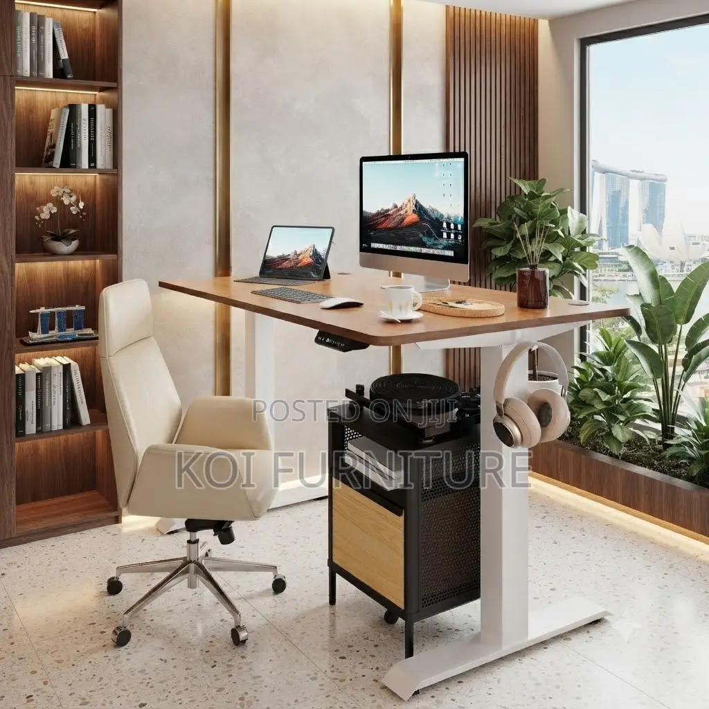 Office Desk; 1.6 Meter Adjustable Height Modern Sit-Standing Desk