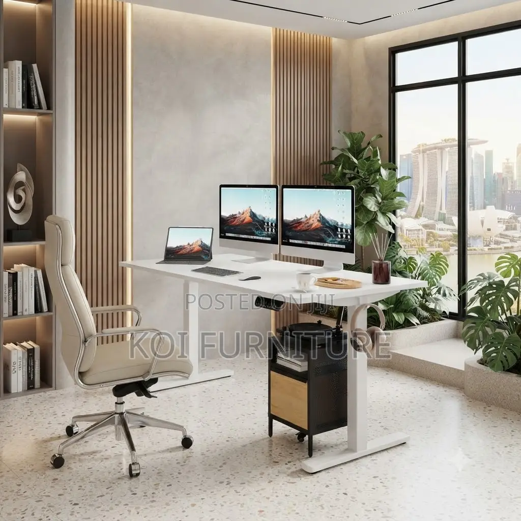Office Desk; 1.6 Meter Adjustable Height Modern Sit-Standing Desk