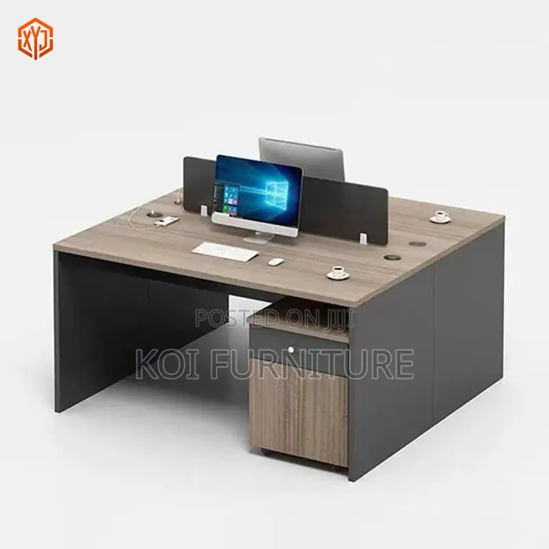 Office Workstation; Two Users Wooden Open Partioned Workstation