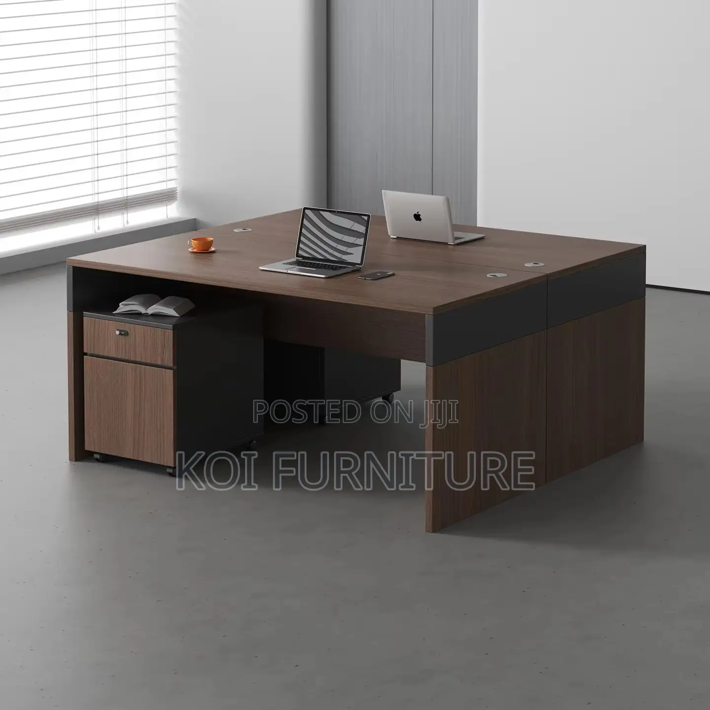 Office Workstation; Two Users Wooden Open Partioned Workstation