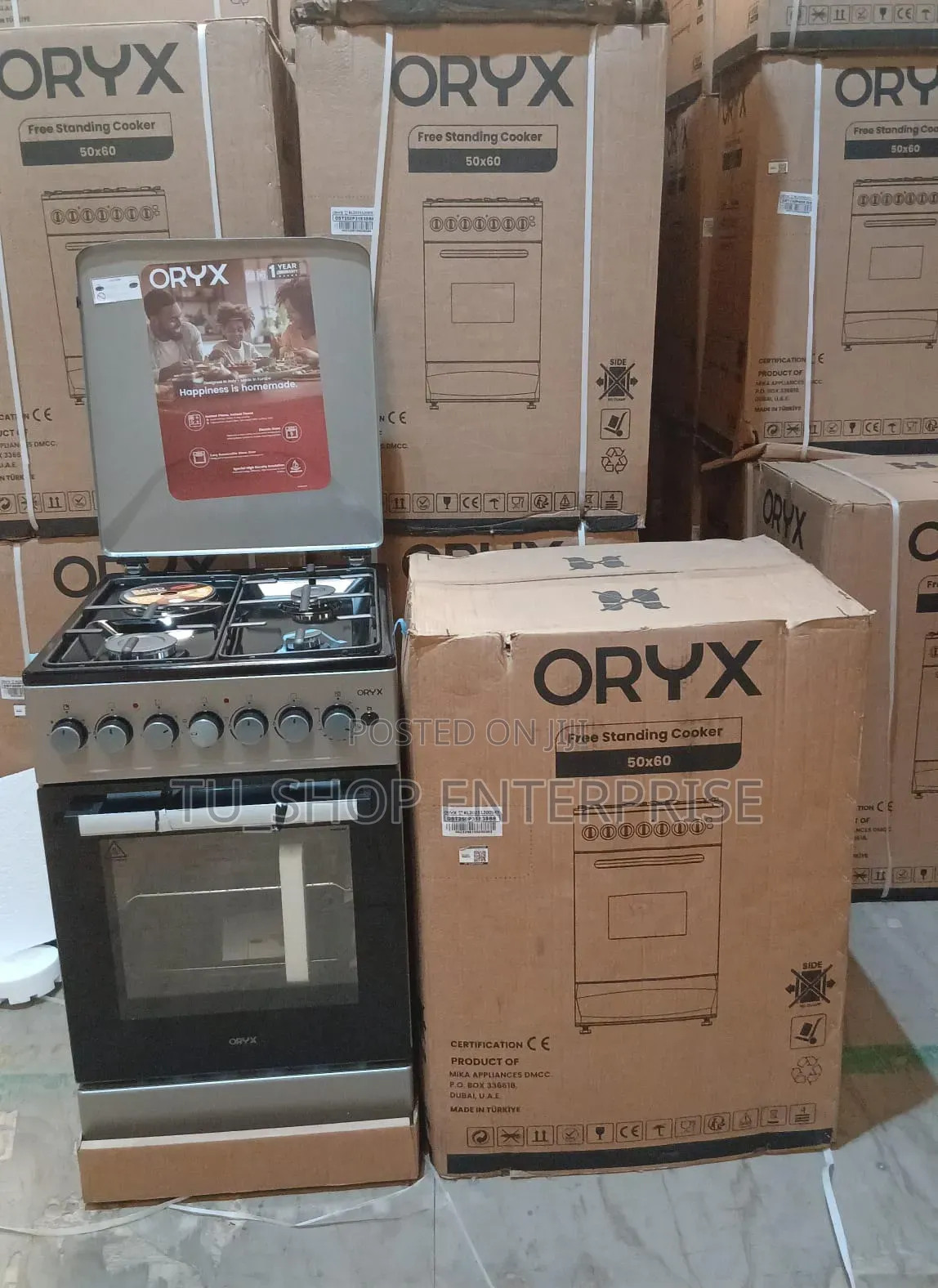 Mika ORYX 50x60 Standing Cooker – 3 Gas Burners + 1 Rapid Hot