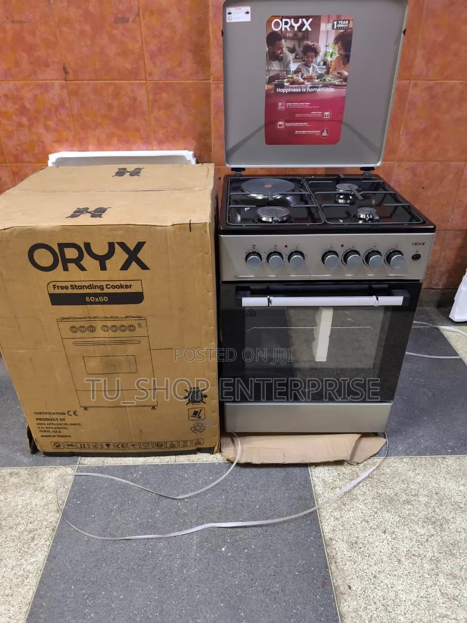 Mika ORYX 60x60 Standing Cooker – 3 Gas Burners + 1 RapidHot Plate
