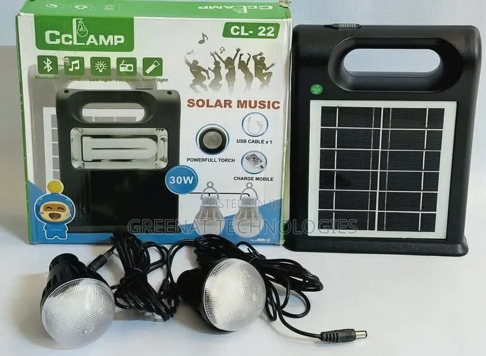 CCLAMP CL-22 - Solar Music Lighting System With 2 Bulbs + Solar