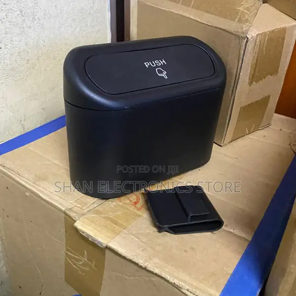 1 PC Push-Top Mini Car Trash Can With Lid, Waterproof Storage Bin