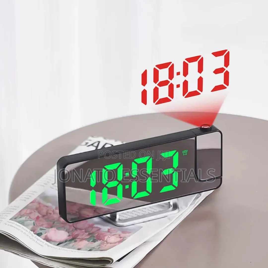 Digital Projection Alarm Clock With Mirror Display