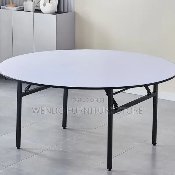 Office/Outdoor Table : White Round Folding Table.