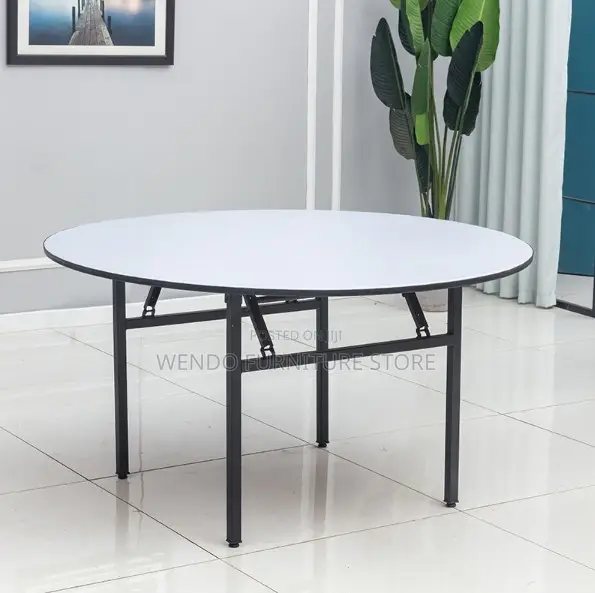 Office/Outdoor Table : White Round Folding Table.