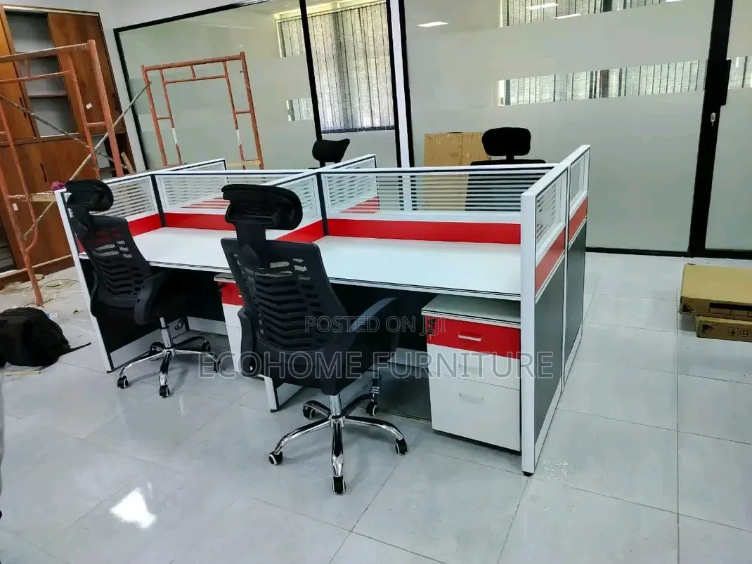 4-Seater Office Workstation With Lockable Drawers Modern Staff Cubicle
