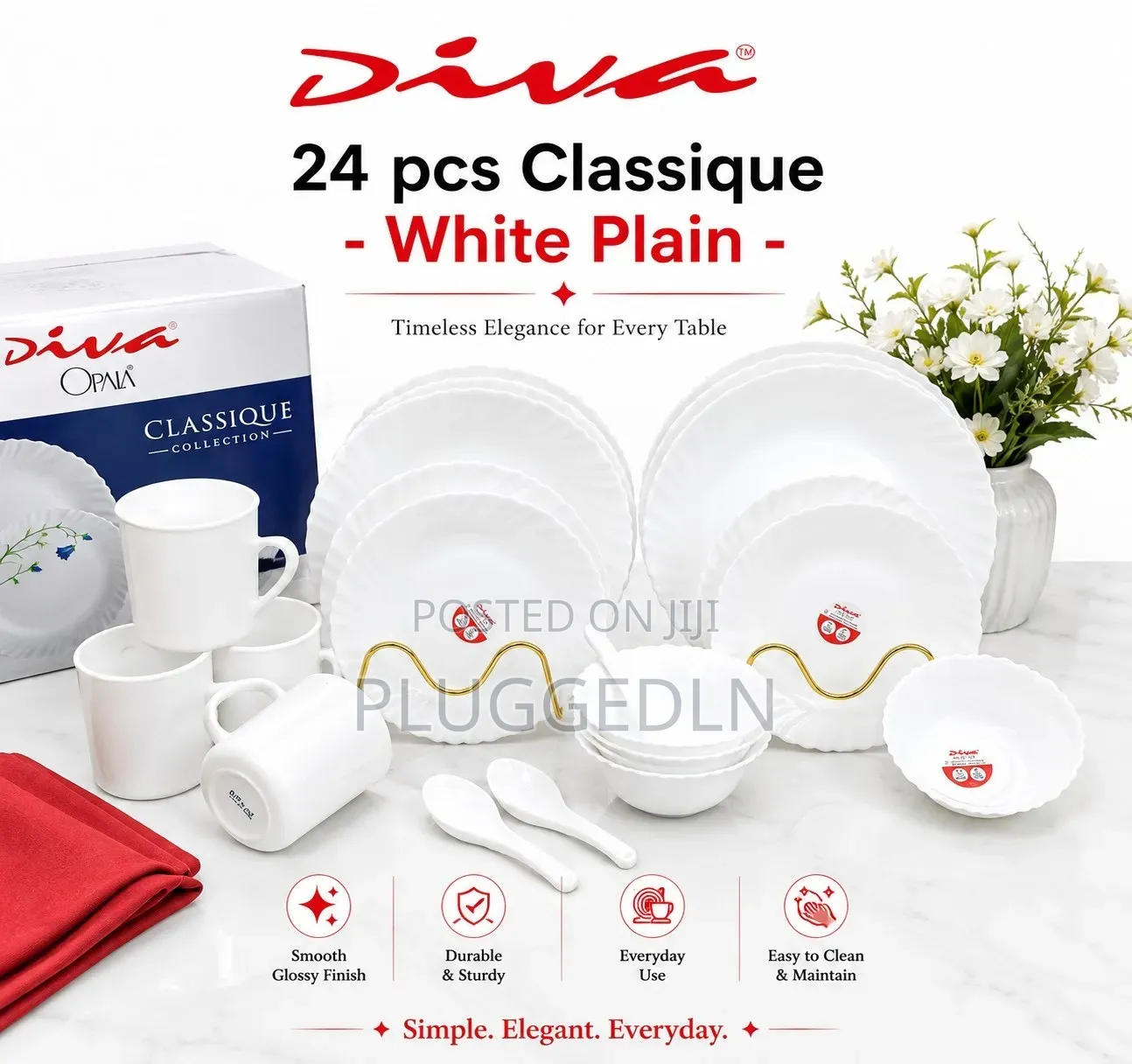 24-Piece Classique Glass Dinner Set.