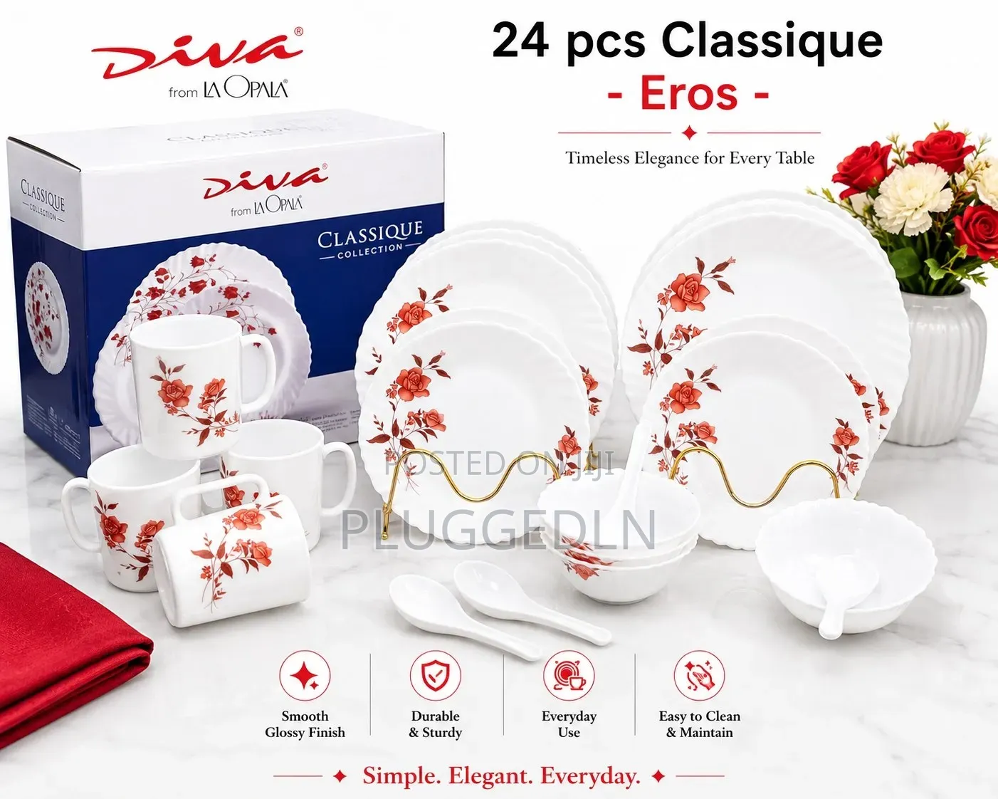 24-Piece Classique Glass Dinner Set.