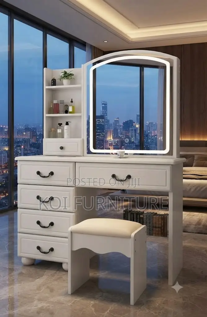 Dressers; Modern Elegant Vanity Table Set With Drawers