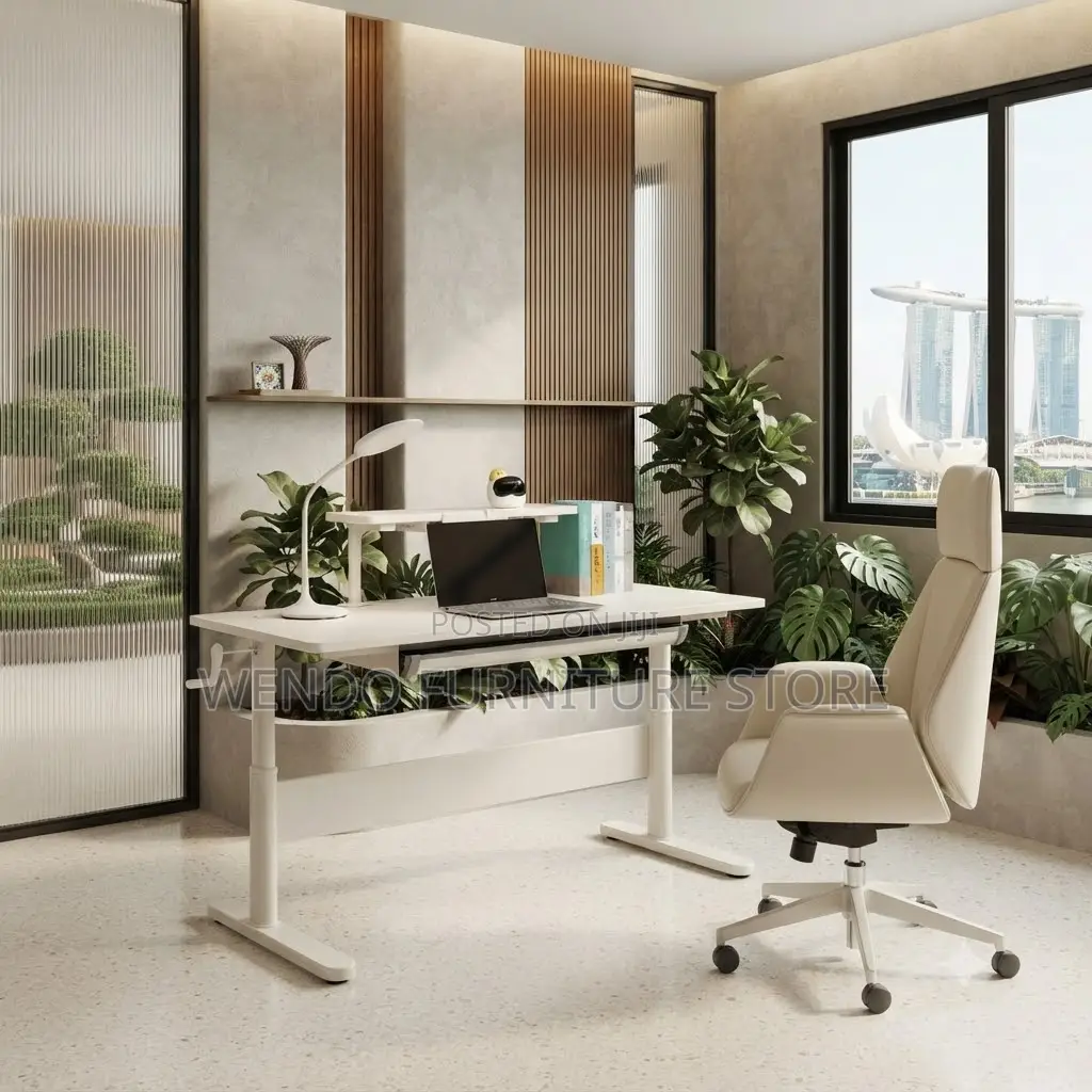 Office Desk; Adjustable White Home Office Resistant Scratch Desk