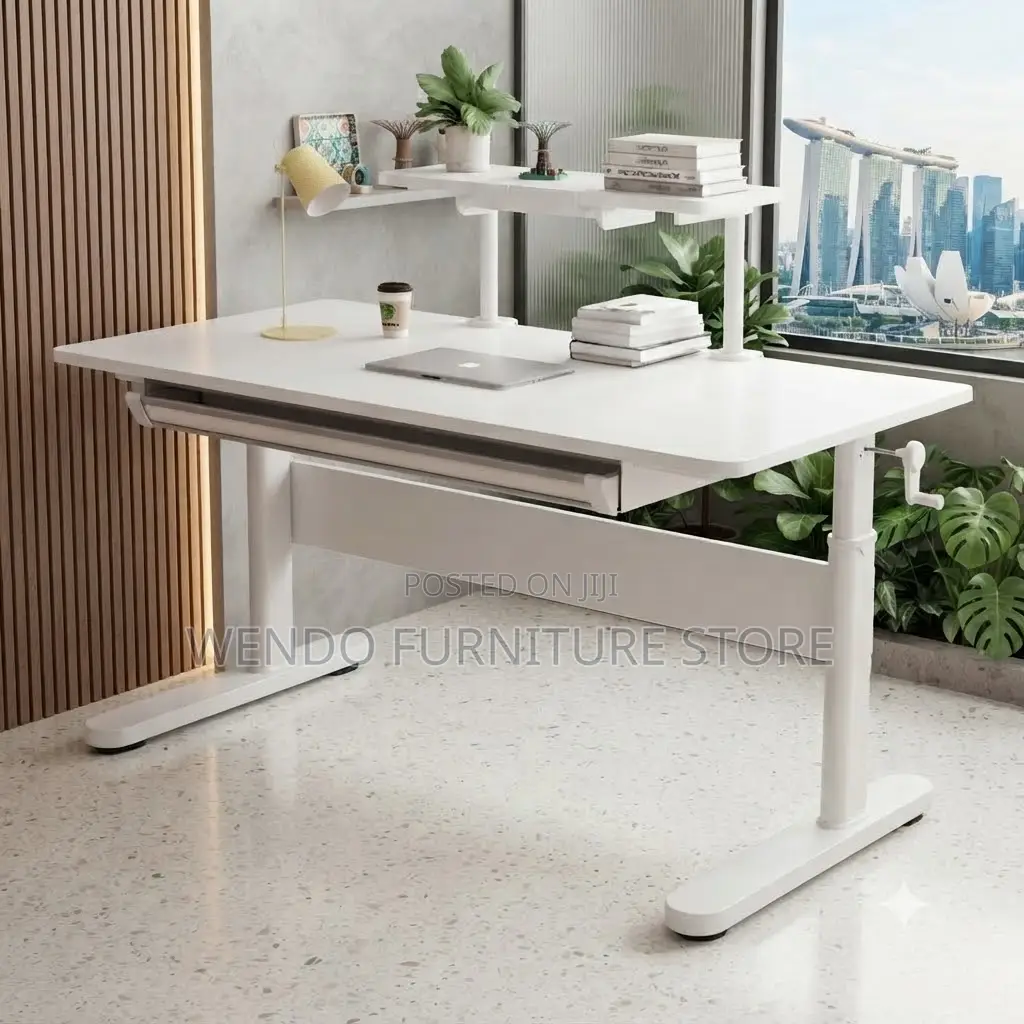 Office Desk; Adjustable White Home Office Resistant Scratch Desk