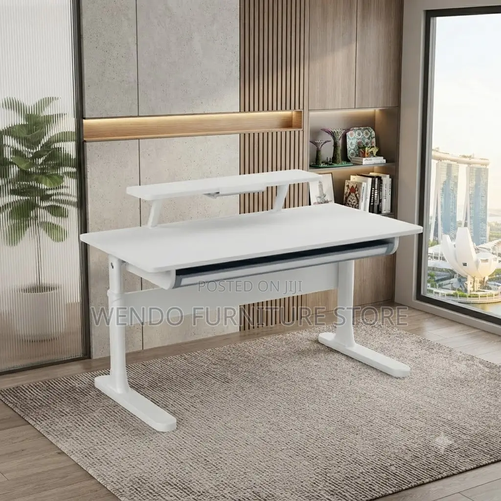 Office Desk; Adjustable White Home Office Resistant Scratch Desk