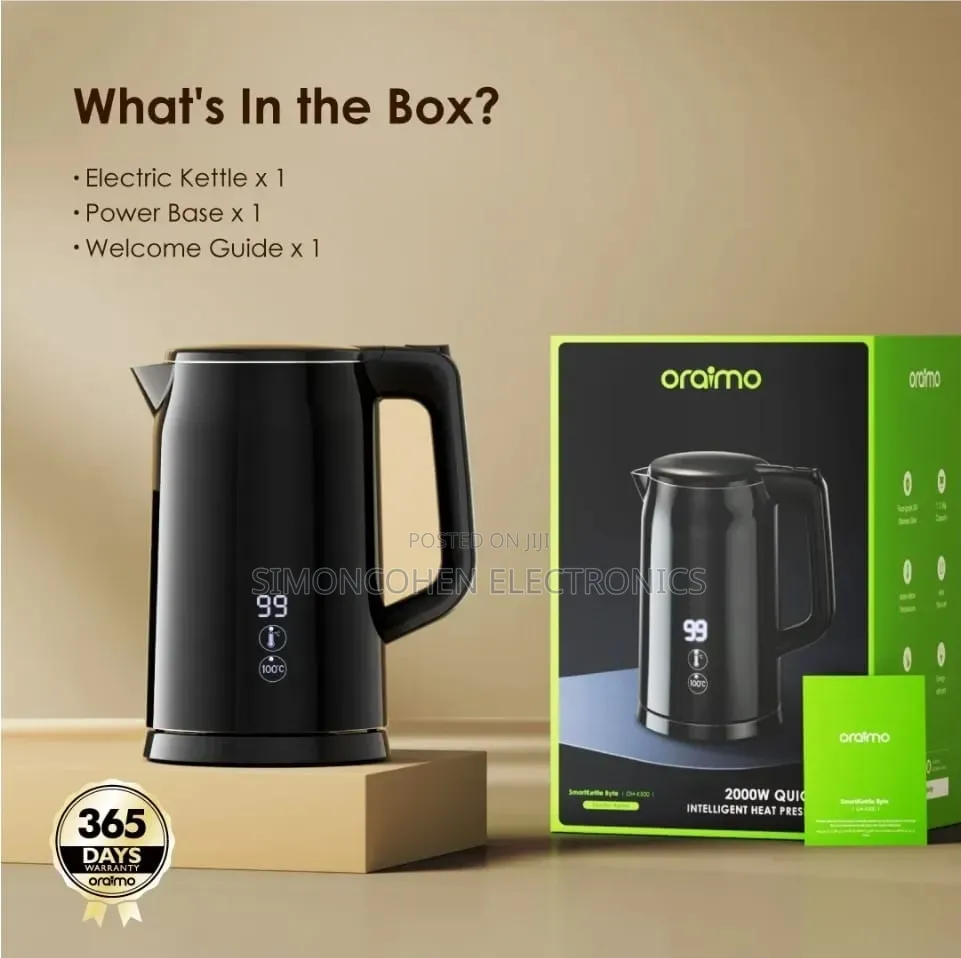Oraimo Smart Kettle Byte 2000W 304 Stainless Steel Electric Kettle