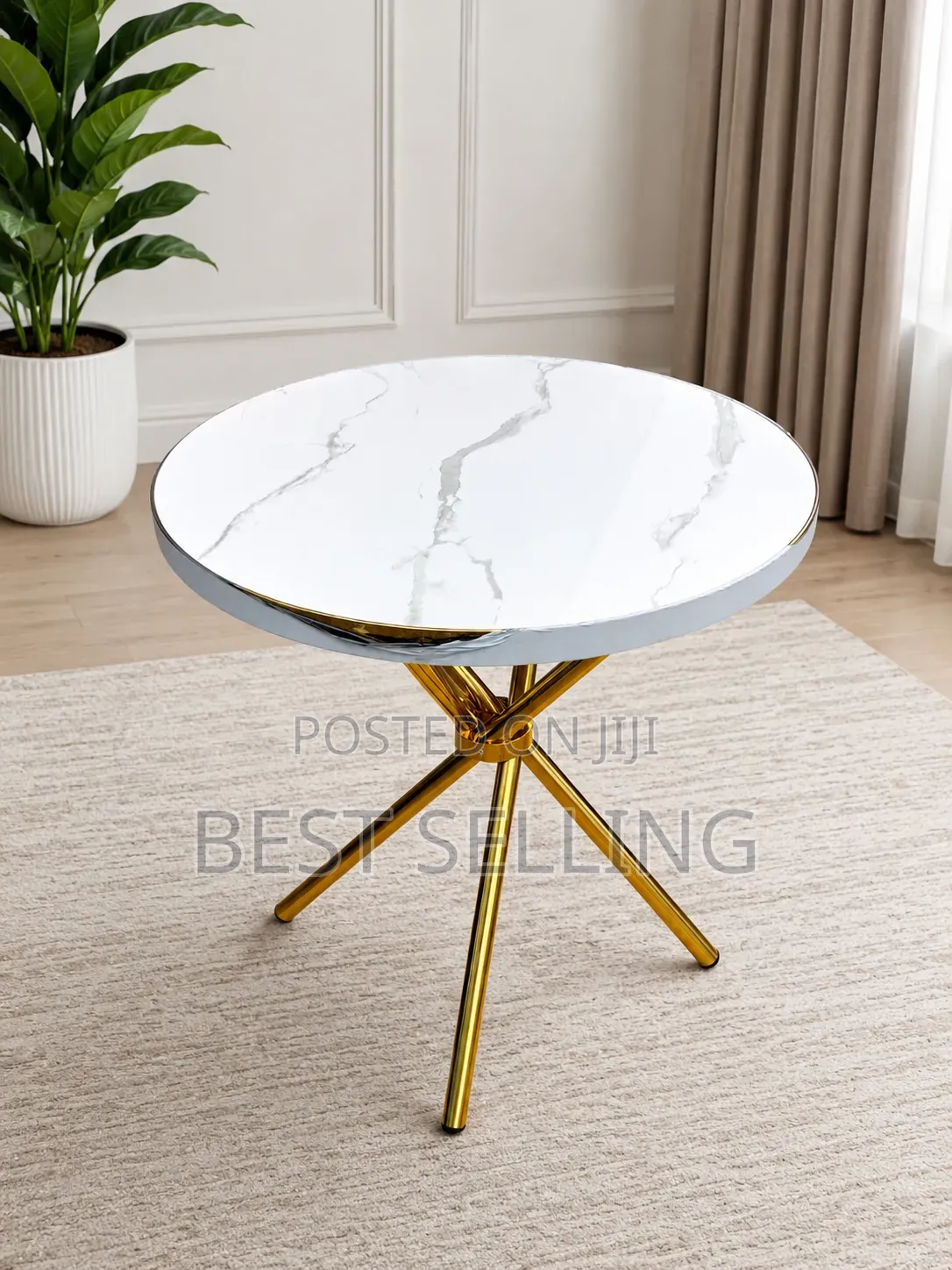 Modern Round Table With Marble Effect