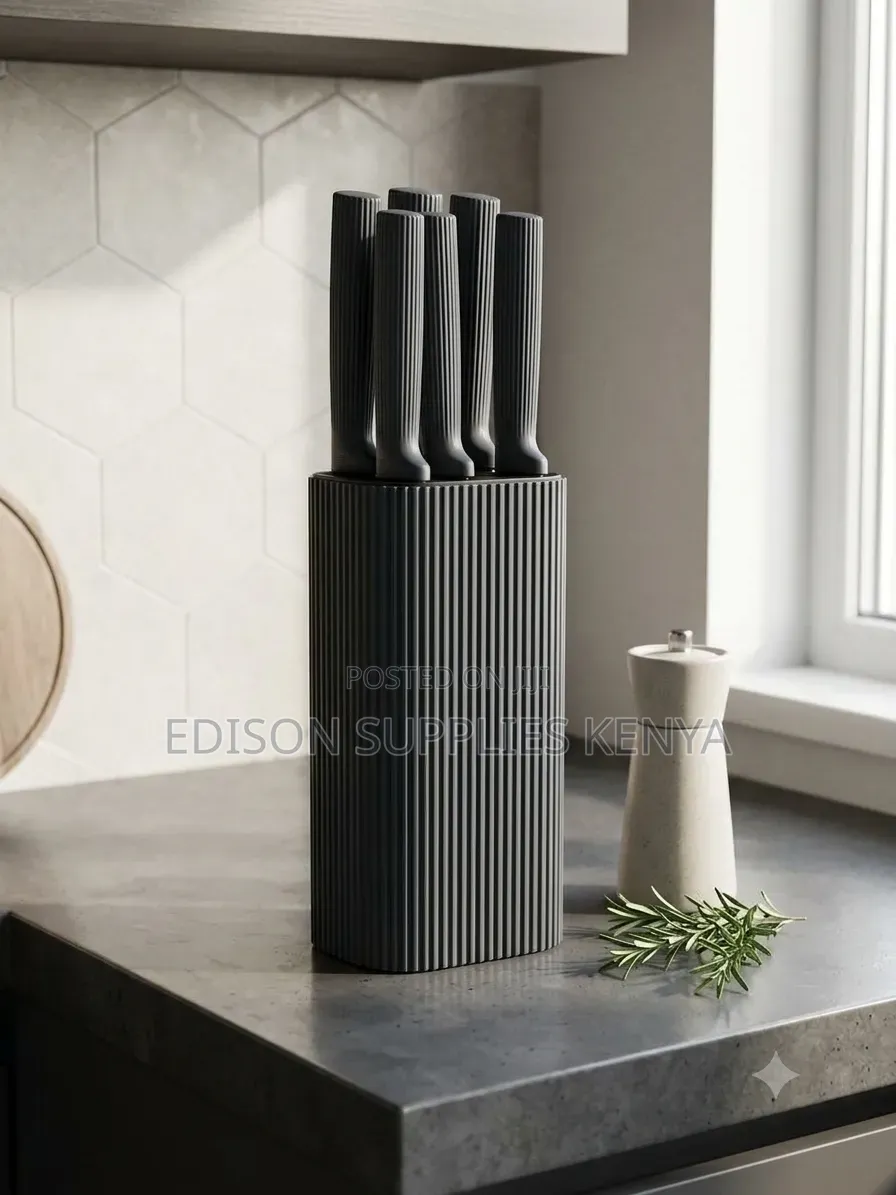 6-Piece Non-Stick Knife Set With Modern Knives Block Holder