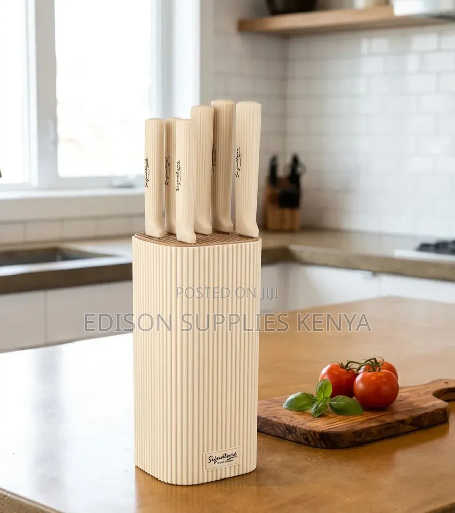 6-Piece Non-Stick Knife Set With Modern Knives Block Holder