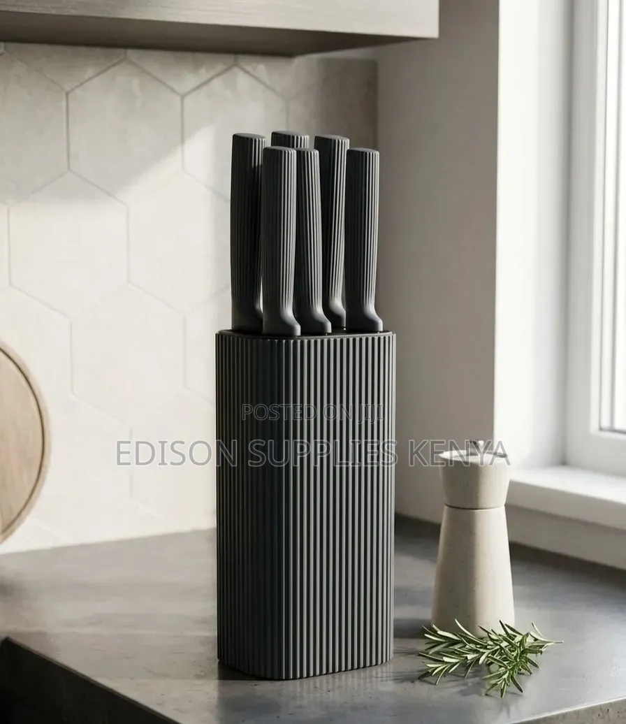 6-Piece Non-Stick Knife Set With Modern Knives Block Holder