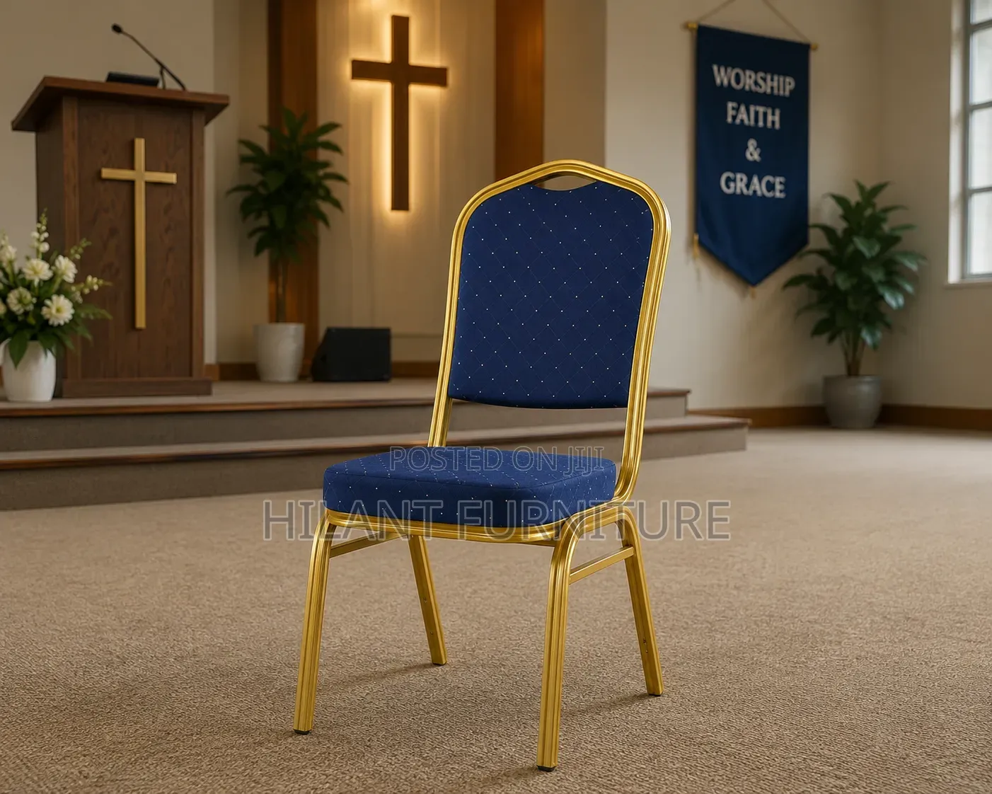 Blue Church Chair