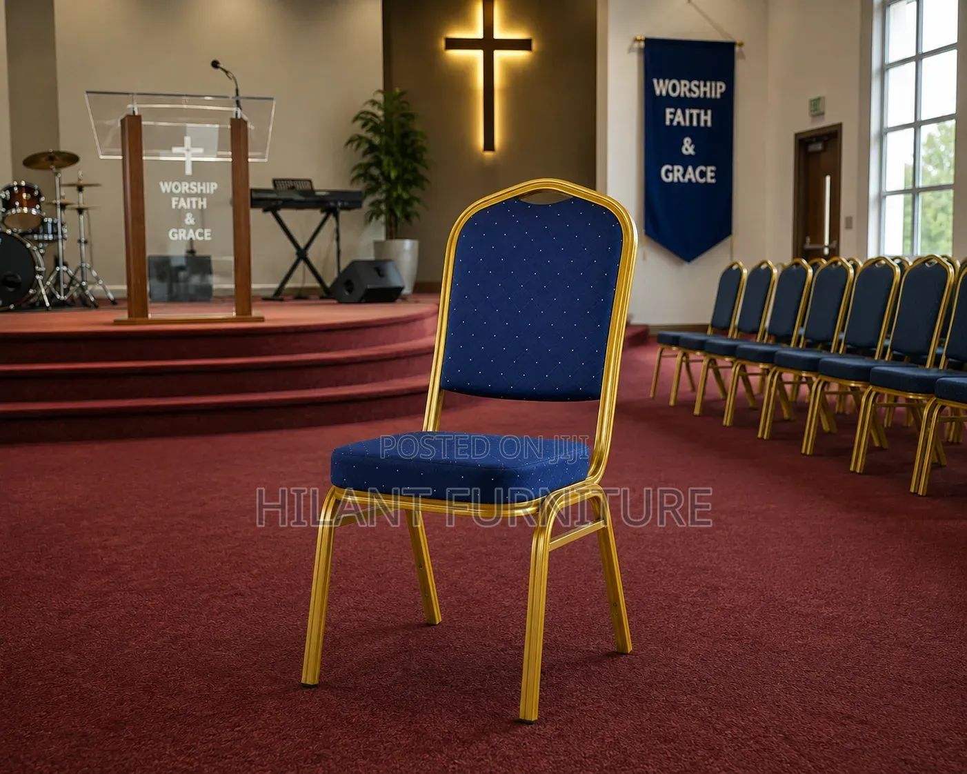 Blue Church Chair
