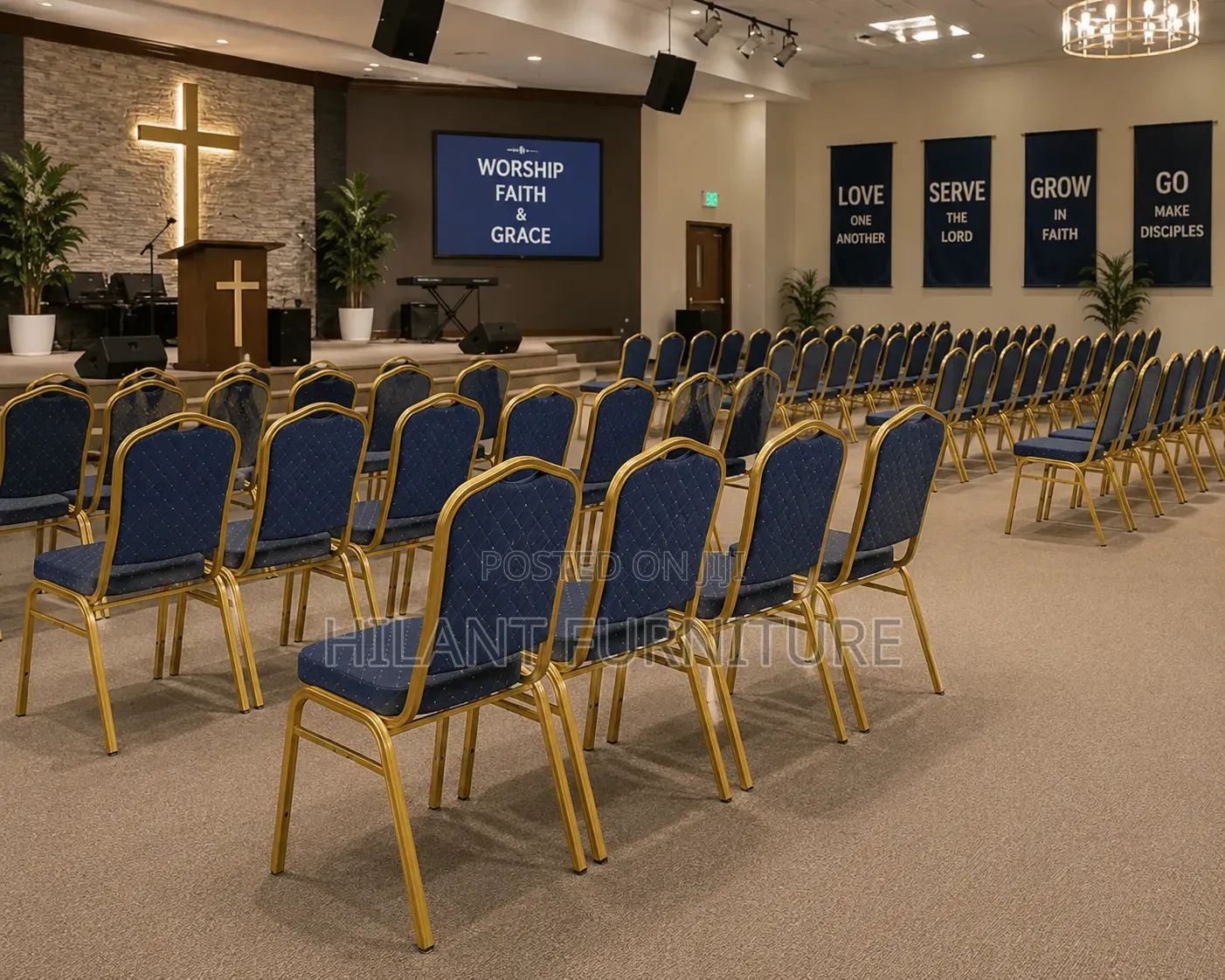 Blue Church Chair