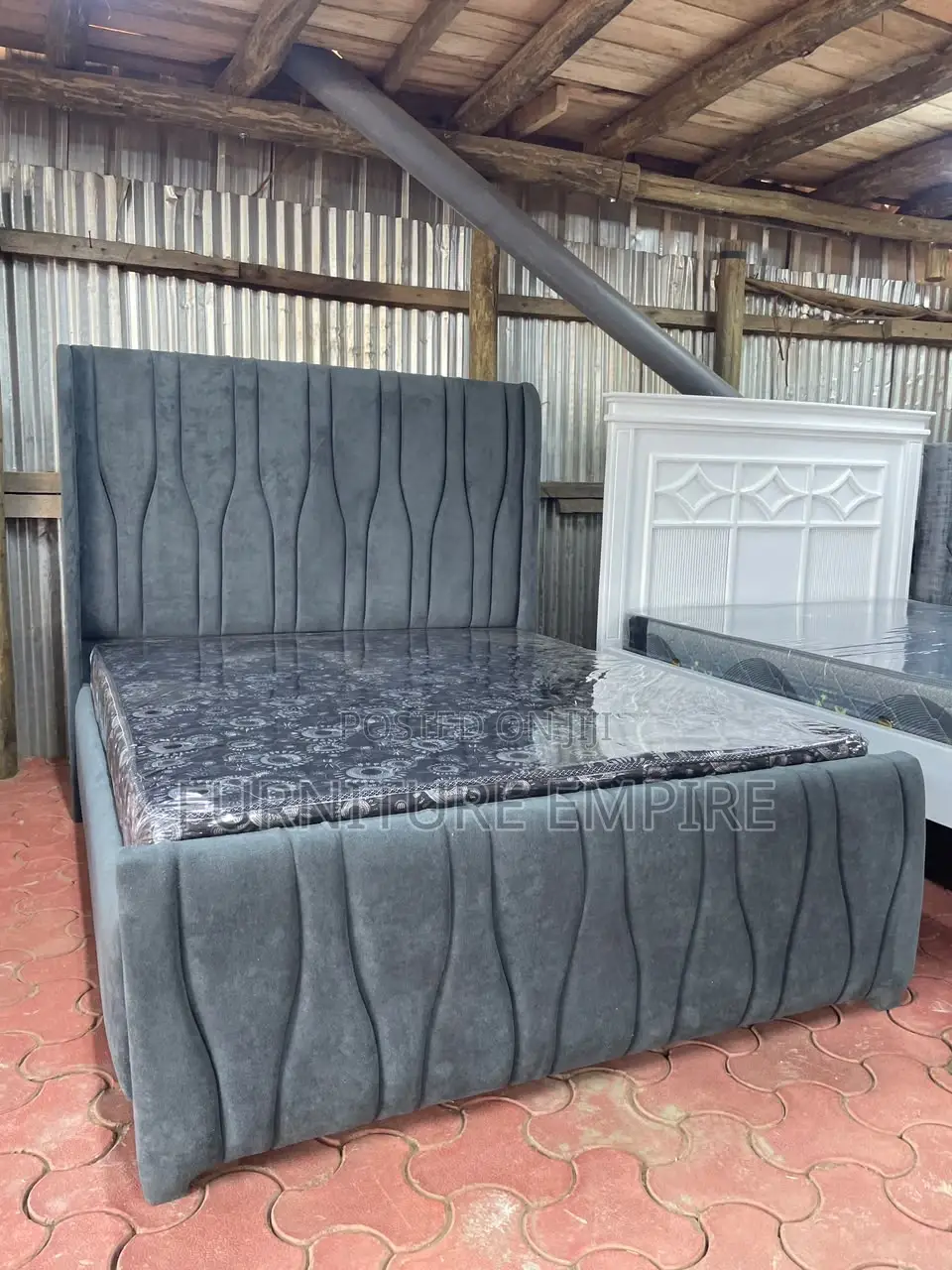 5x6 Chester Bed Grey Upholstery