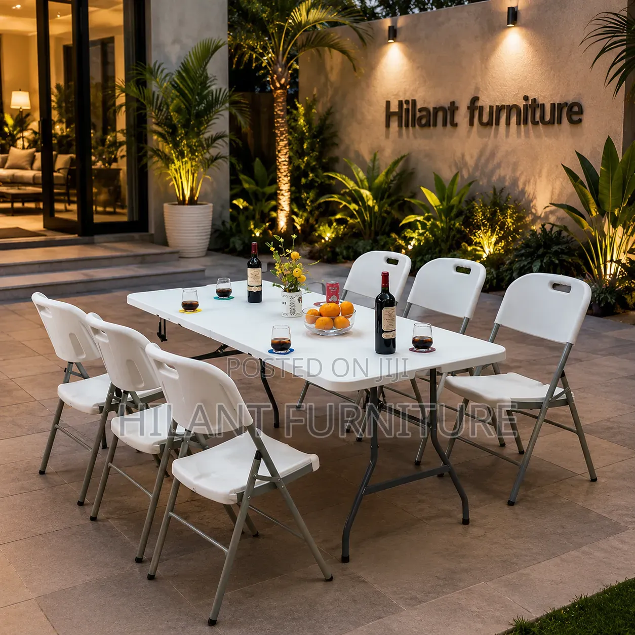 White Foldable Heavy-Duty Outdoor Set