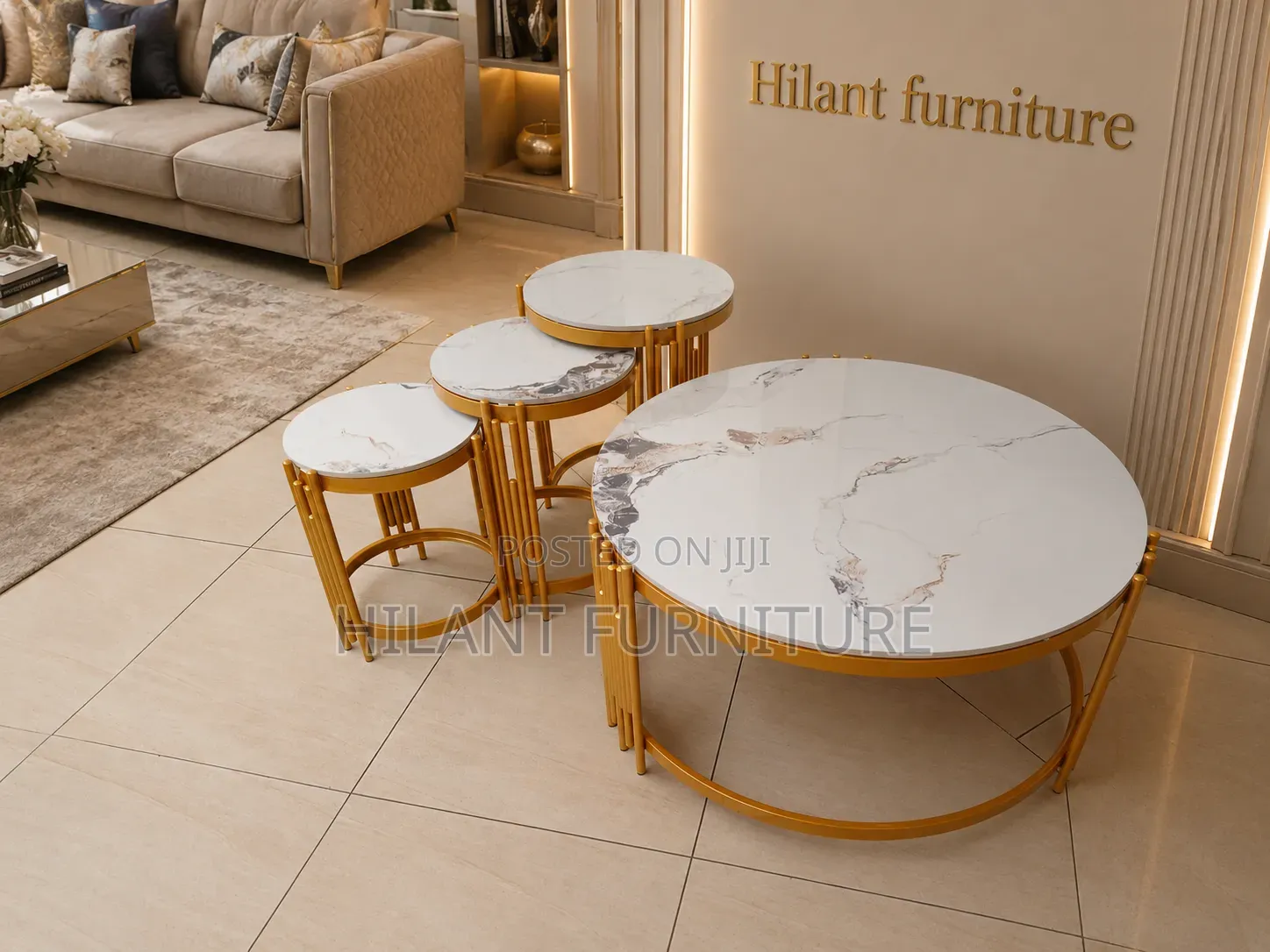 4 in 1 Round Marble Nesting Coffee Table