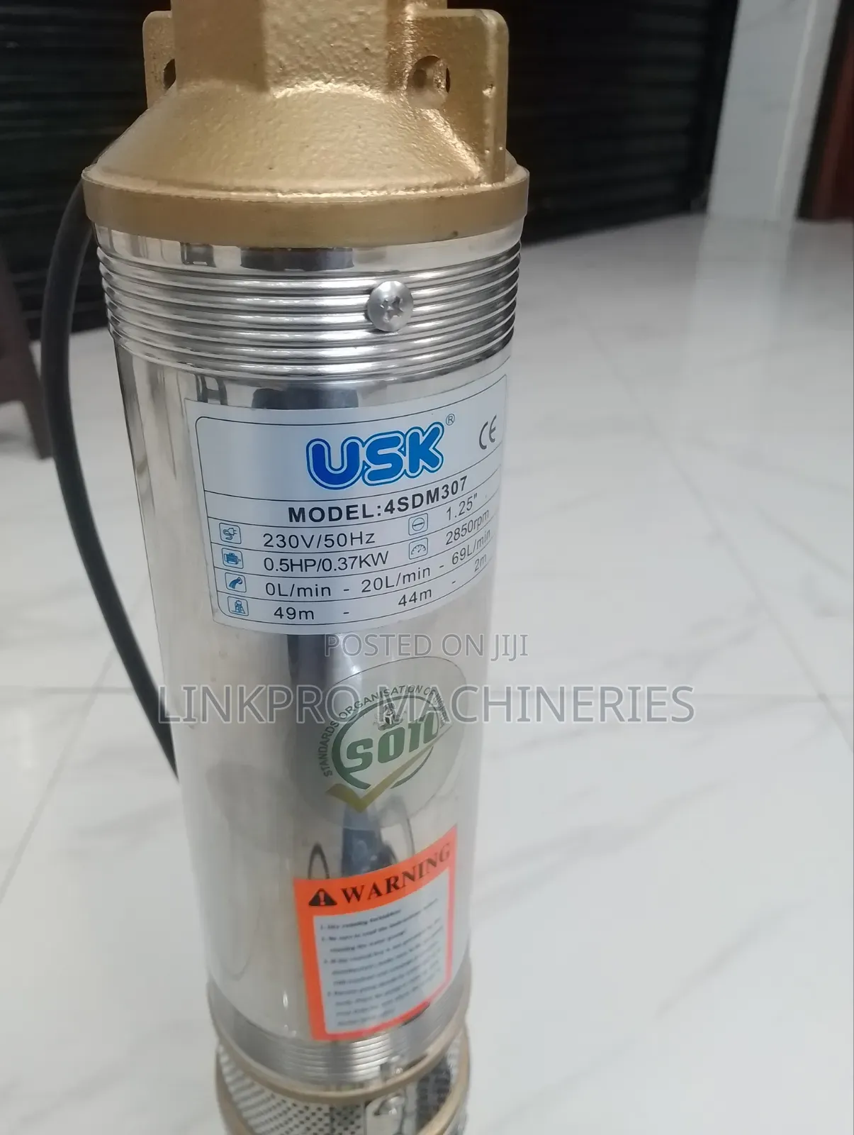 0.5hp Usk Deep Well Submersible Pump 49-53 Metres Head